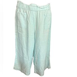Ruby Rd women’s linen mix wide leg cropped pants mint color sz PS preloved